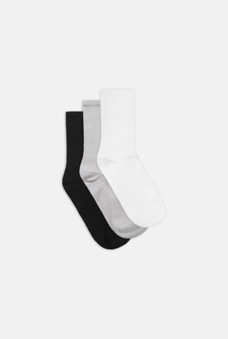 Pack x3 Media Lisa Negra Blanca Gris