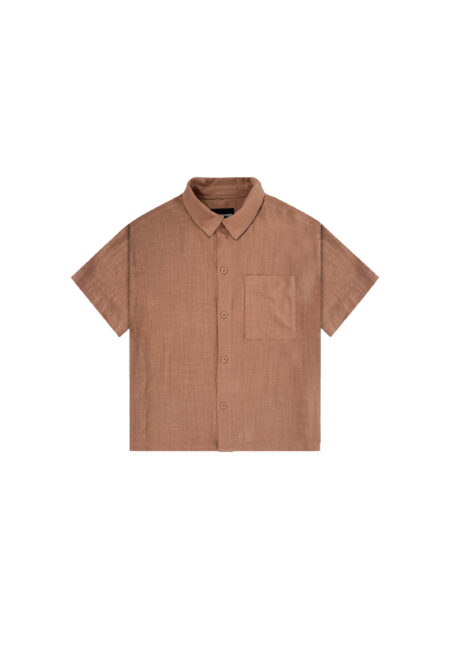 Camisa Boxy Fit Lino Marrón