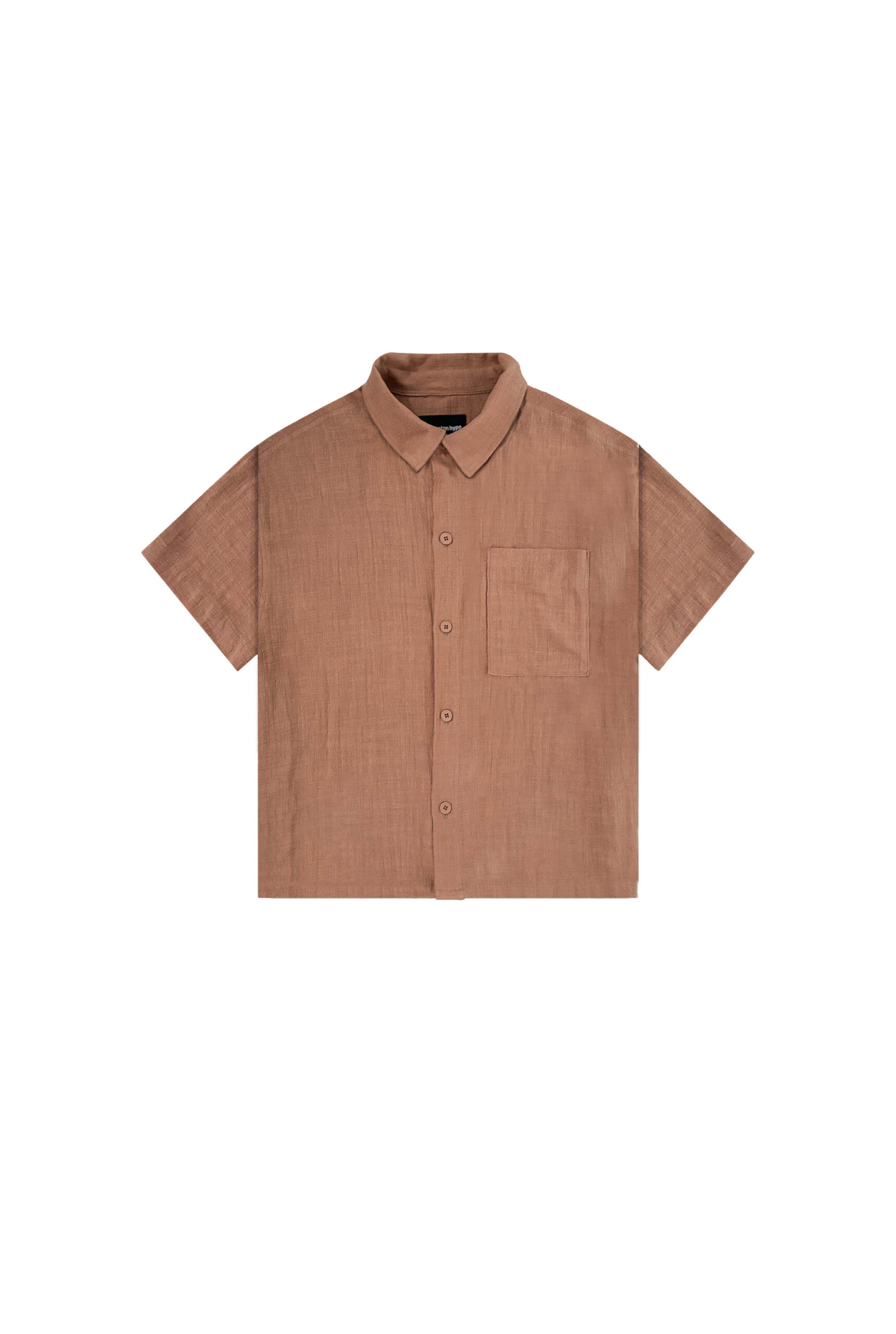 Camisa Boxy Fit Lino Marrón