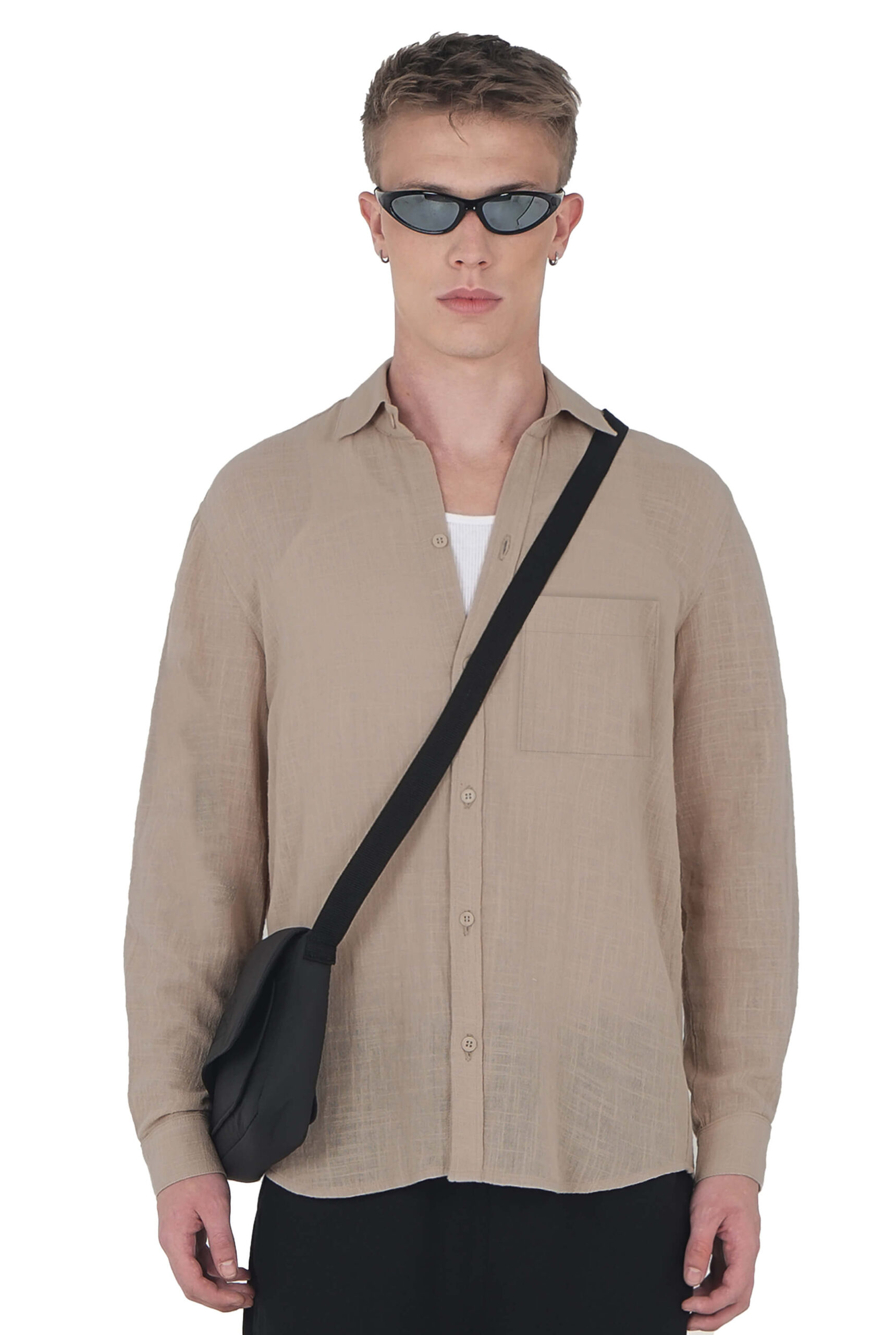 Imagen 2 de Camisa Oversized Lino Beige