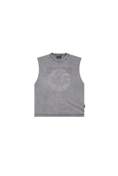 Remera sin Mangas Boxy Caballo Gris Claro Wash