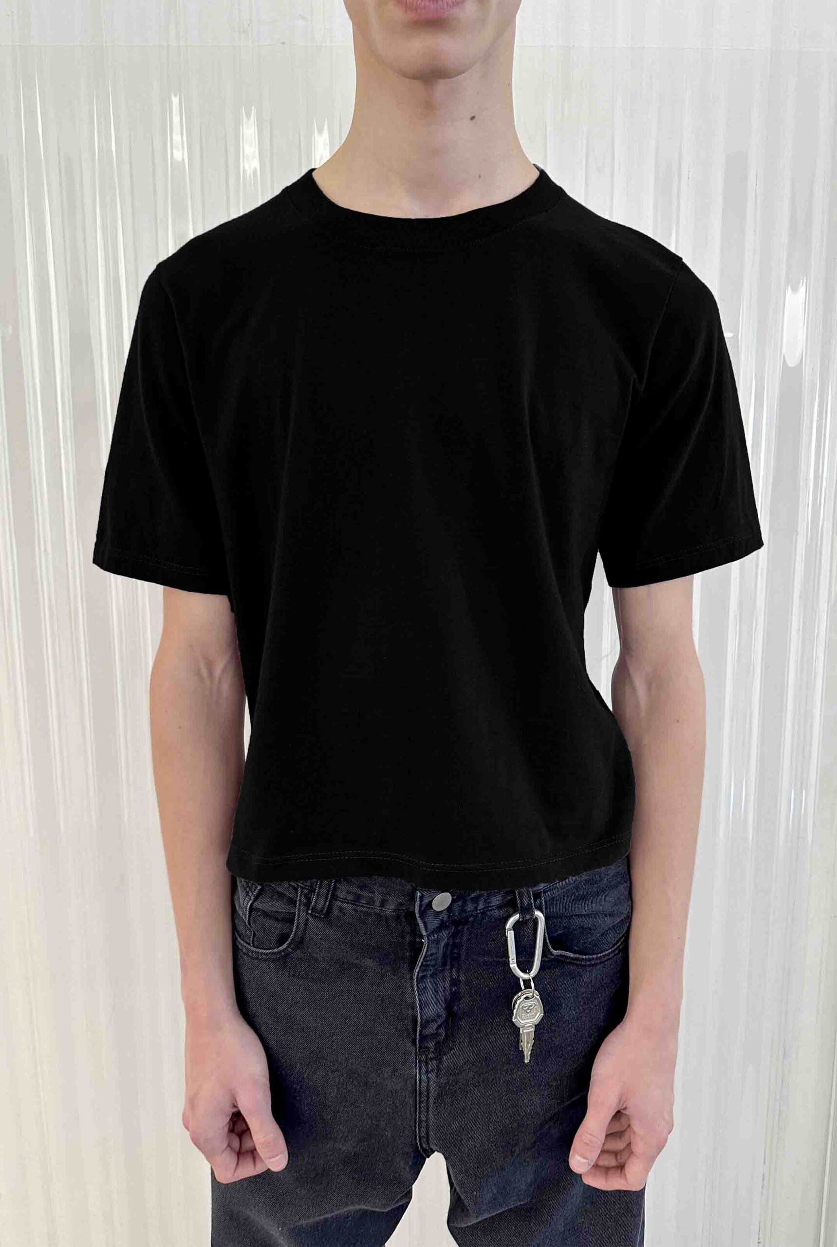 Imagen 2 de Remera Regular Fit Croped Negra Liso