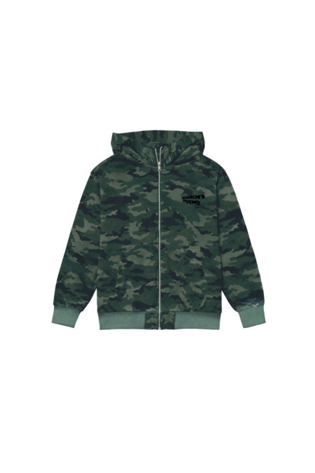 Zip Up Camo Verde Boston Negro