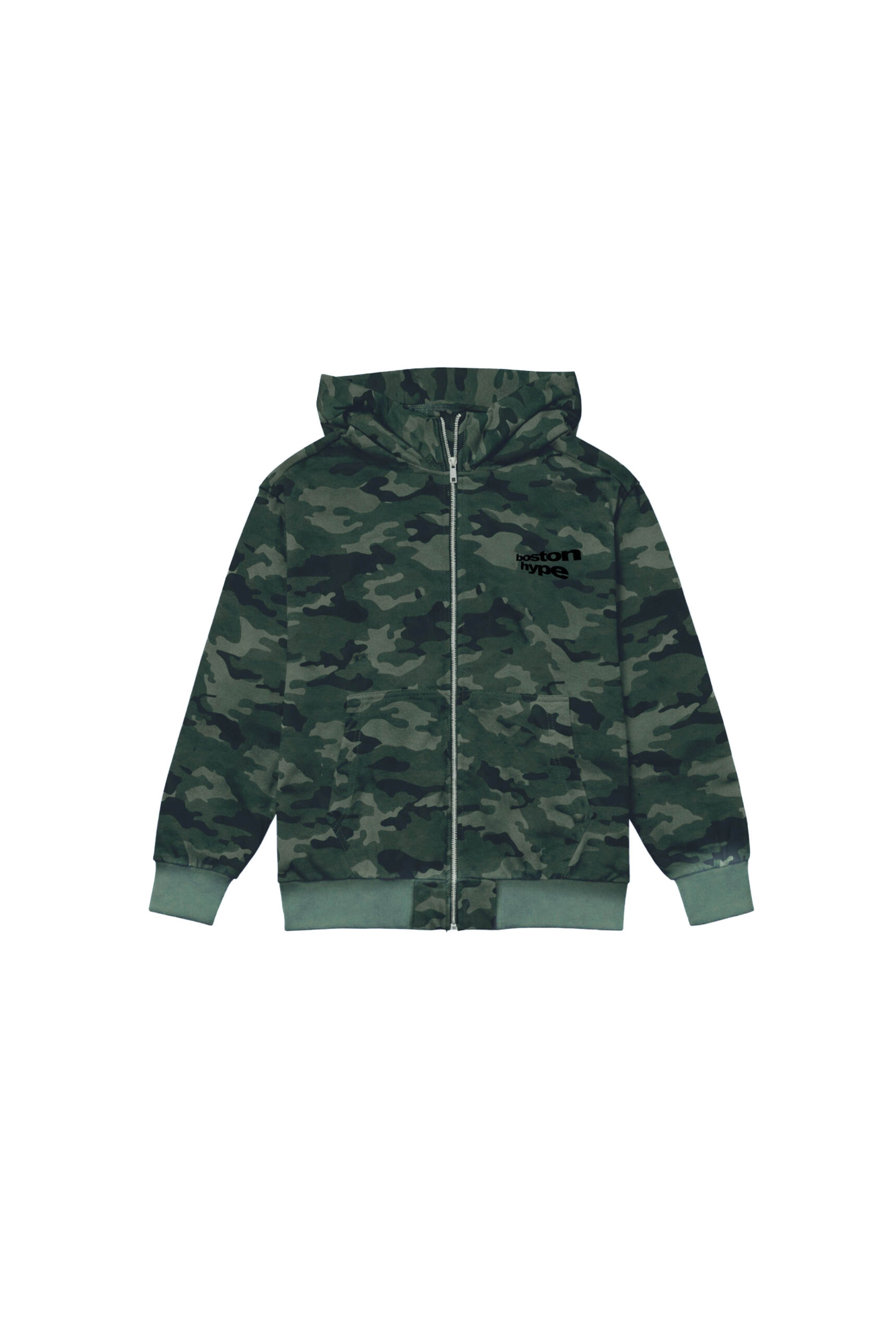 Zip Up Camo Verde Boston Negro