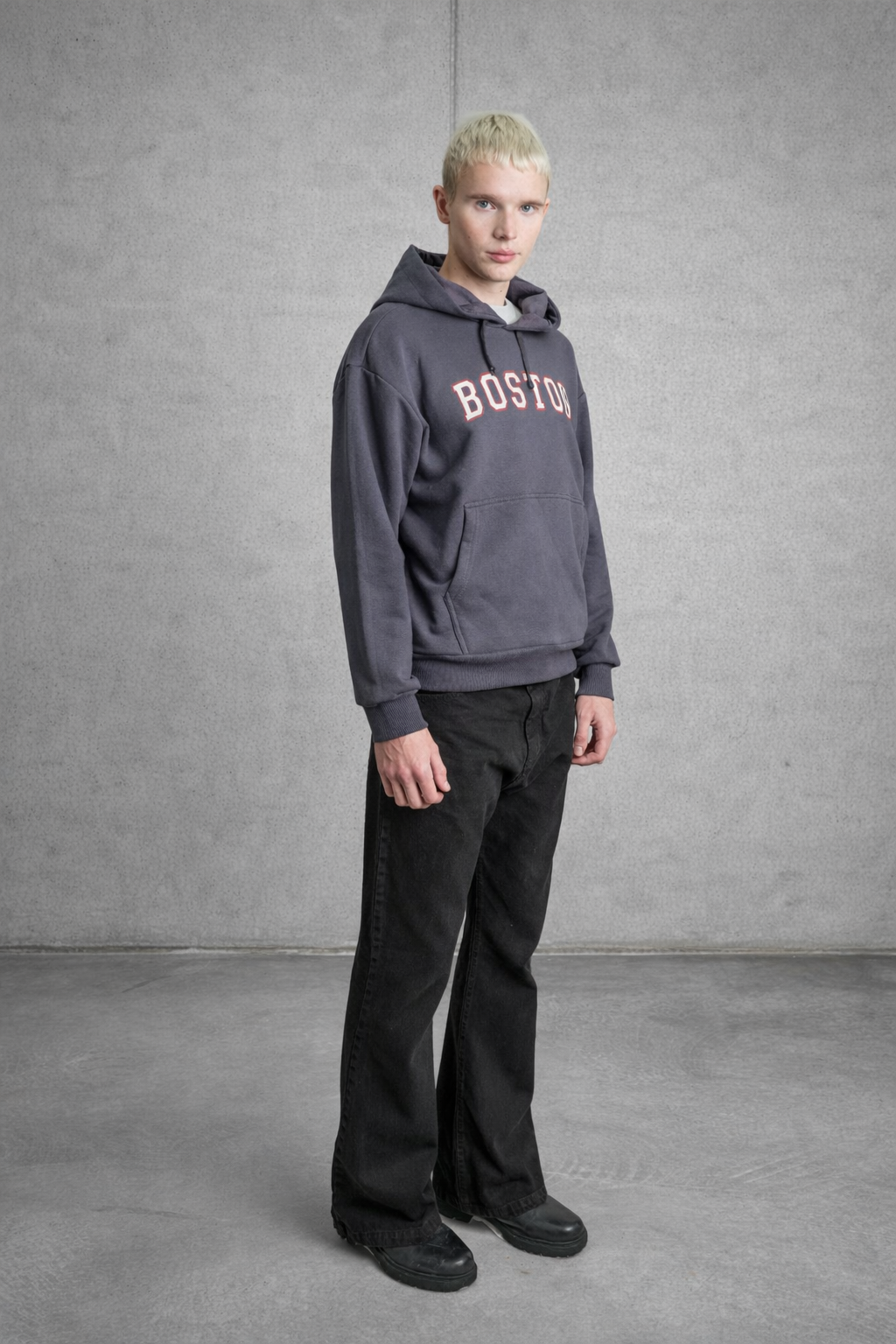 Imagen 2 de Hoodie Boxy Gris Acero Logo