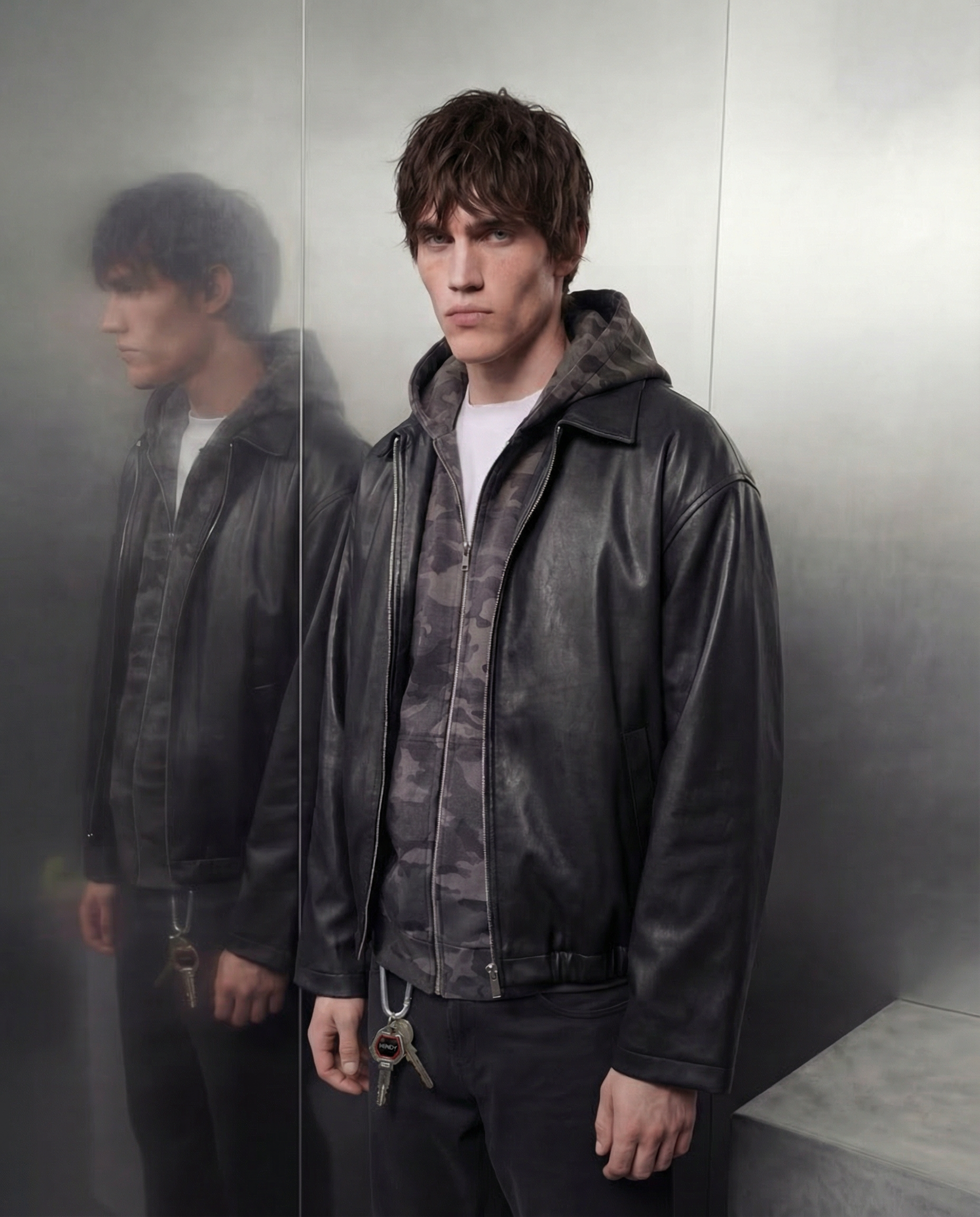Imagen 3 de Zip Up Camo Gris Boston Negro