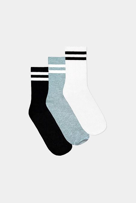 Pack x3 Sporty Socks Negro Melange Blanca