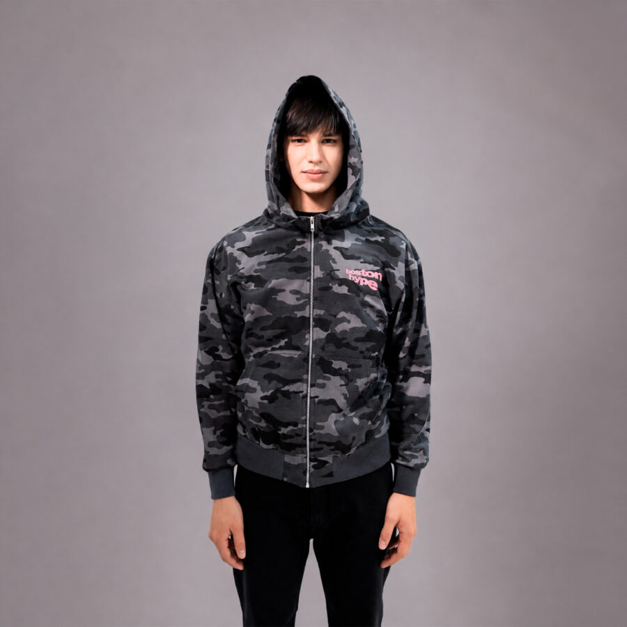 Imagen 3 de Zip up camo gris boston rosa