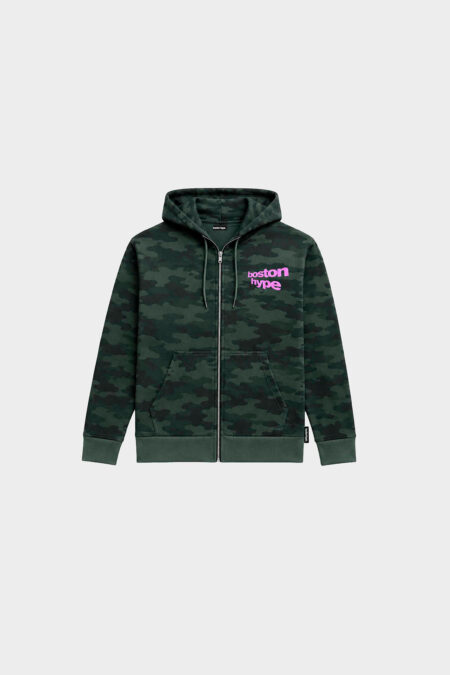 Zip up camo verde boston rosa