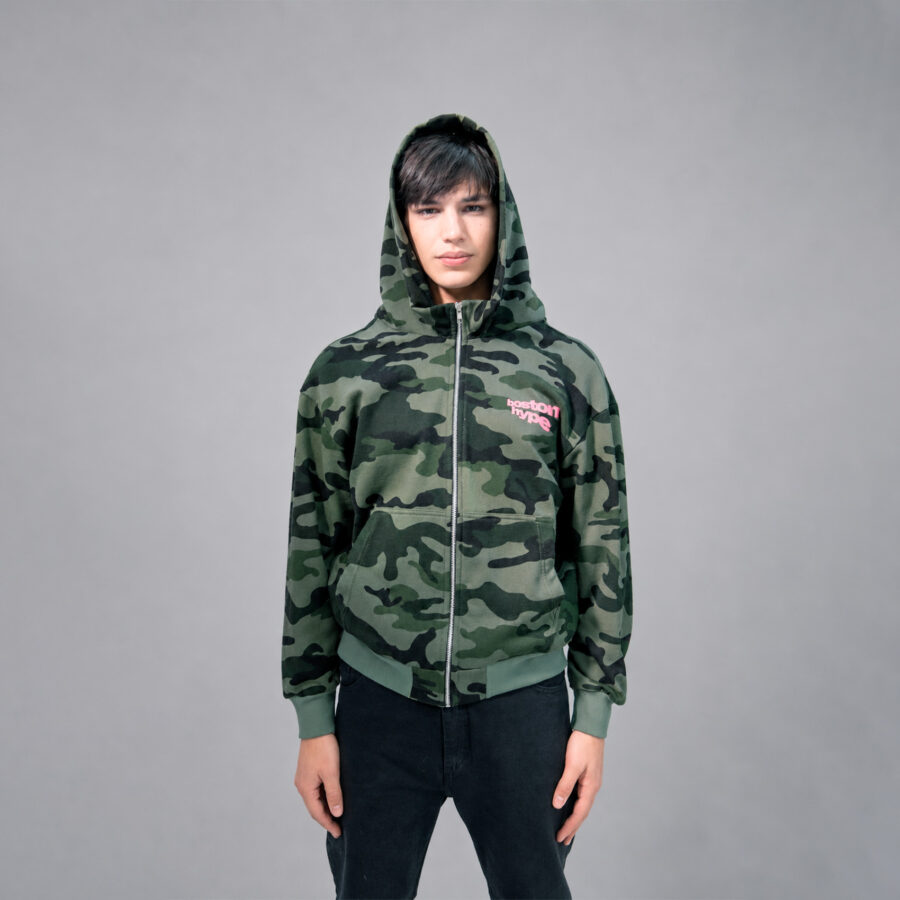 Imagen 3 de Zip up camo verde boston rosa