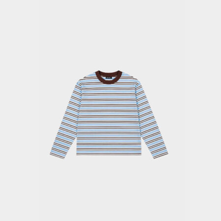 Remera regular boxy raya marrón celeste