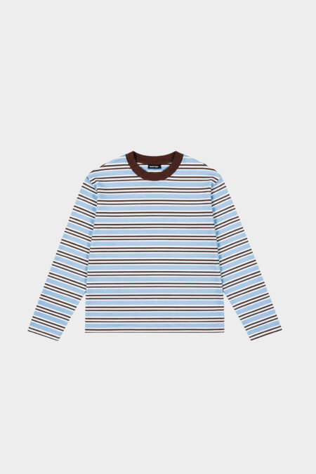 Remera regular boxy raya marrón celeste