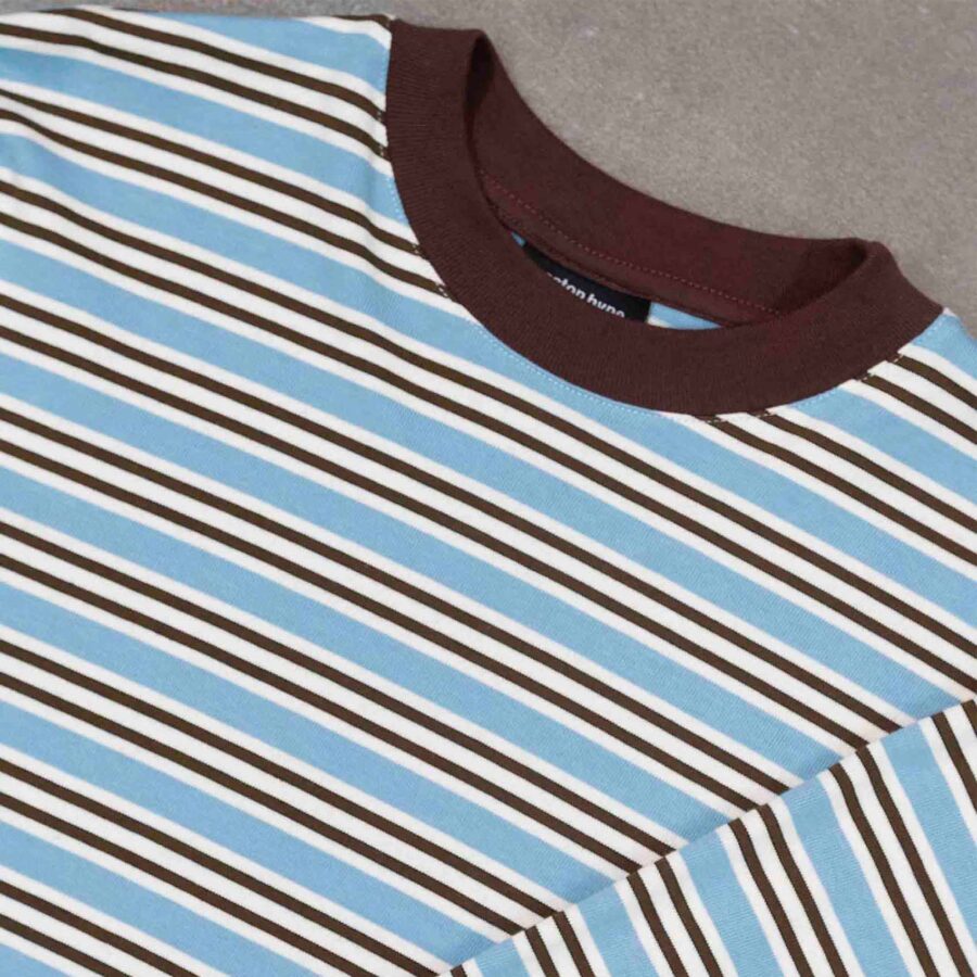 Imagen 3 de Remera regular boxy raya marrón celeste